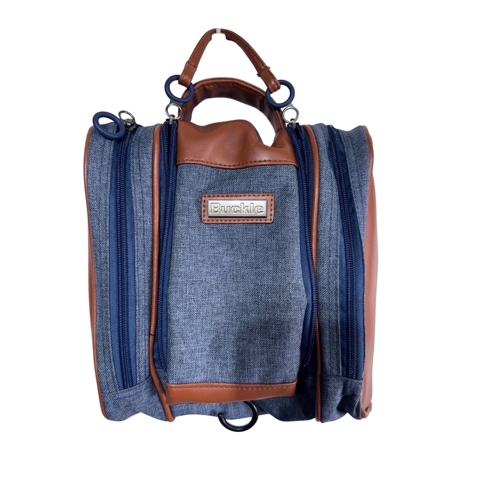 Buckle Blue Gray Dopp Kit Men's Hanging Travel Organizer Toiletry Bag